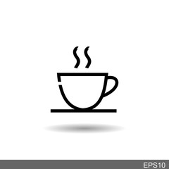 coffee cup icon with smoke on a white background
