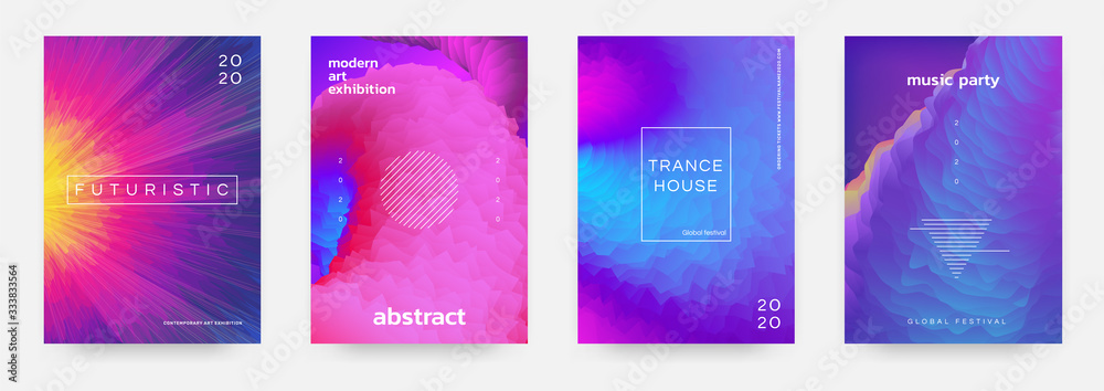 Poster Abstract gradient poster. Music event flyer with vibrant colors and minimal geometric shapes. Vector image modern title design template color space texture for background illustration or cover