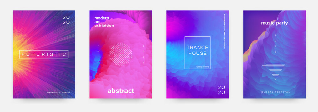 Abstract gradient poster. Music event flyer with vibrant colors and minimal geometric shapes. Vector image modern title design template color space texture for background illustration or cover