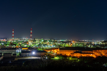 Fototapeta na wymiar night view of factory in japan