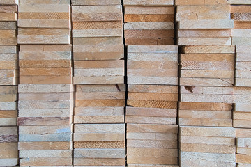 Stacked heads wood rectangle shape  on warehouse store, wood texture and background