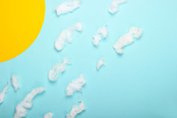 Handmade clear sunny sky with clouds. Good weather