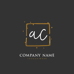 Handwritten initial letter A C AC for identity and logo. Vector logo template with handwriting and signature style.