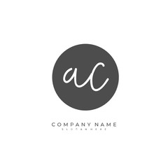 Handwritten initial letter A C AC for identity and logo. Vector logo template with handwriting and signature style.