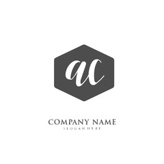 Handwritten initial letter A C AC for identity and logo. Vector logo template with handwriting and signature style.