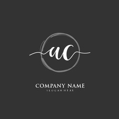 Handwritten initial letter A C AC for identity and logo. Vector logo template with handwriting and signature style.