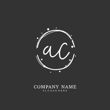Handwritten initial letter A C AC for identity and logo. Vector logo template with handwriting and signature style.