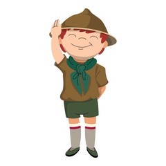 Salute scout boy icon. Cartoon of salute scout boy vector icon for web design isolated on white background
