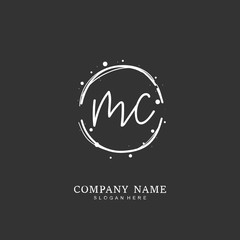 Handwritten initial letter M C MC for identity and logo. Vector logo template with handwriting and signature style.