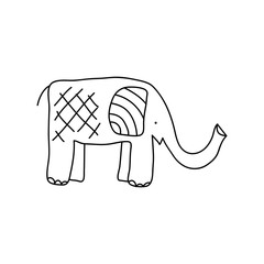 Colorings . Elephant doodles isolated on a white background. Anti-stress coloring pages, hand-drawn pages for children. Vector illustration