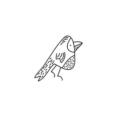 Colorings . Doodle of a funny bird isolated on a white background. Anti-stress coloring pages, hand-drawn pages for children. Vector illustration