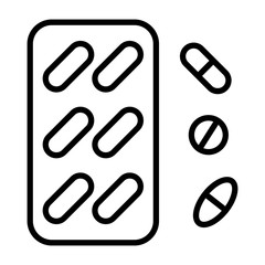 pills or drugs medicine vaccine icon with modern flat line icon style