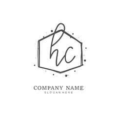 Handwritten initial letter H C HC for identity and logo. Vector logo template with handwriting and signature style.
