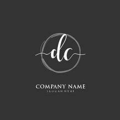 Handwritten initial letter D C DC for identity and logo. Vector logo template with handwriting and signature style.