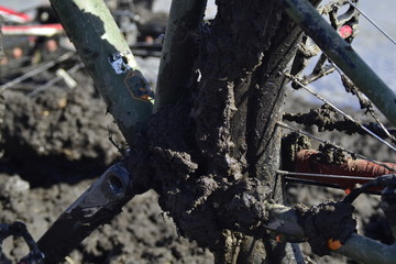The bike's transmission is dirty