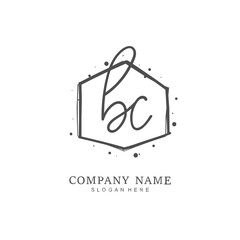 Handwritten initial letter B C BC for identity and logo. Vector logo template with handwriting and signature style.