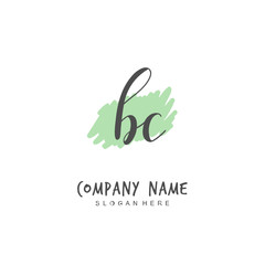 Fototapeta premium Handwritten initial letter B C BC for identity and logo. Vector logo template with handwriting and signature style.
