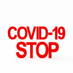 Red Stop Covid-19 coronavirus symbol isolated on a white background. 