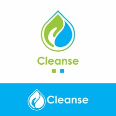 Hand drop water logo design vector