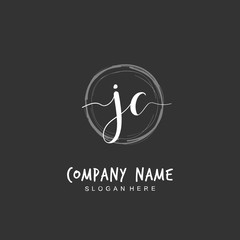  Handwritten initial letter J C JC for identity and logo. Vector logo template with handwriting and signature style.