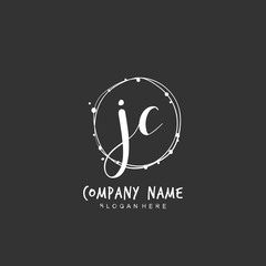  Handwritten initial letter J C JC for identity and logo. Vector logo template with handwriting and signature style.