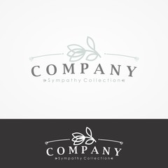 Line rose flower logo template