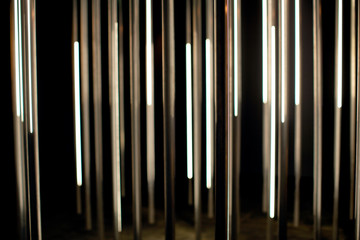 Abstract patterns of white fluorescent light tubes
