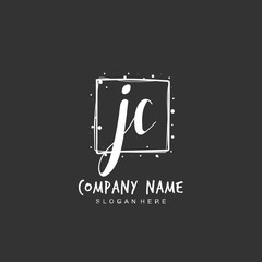  Handwritten initial letter J C JC for identity and logo. Vector logo template with handwriting and signature style.