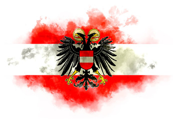 Austrian flag performed from color smoke on the white background. .Abstract symbol.
