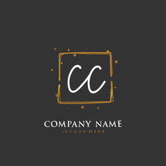 Handwritten initial letter C CC for identity and logo. Vector logo template with handwriting and signature style.