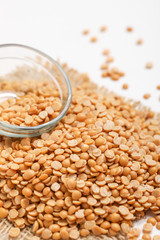 pigeon pea also known as toor dal in glass bowl.