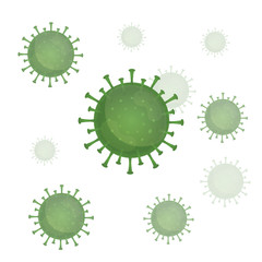 Illustration graphic vector of Corona virus, infection in Wuhan. Green virus, white background, epidemic, covid-19 pandemic