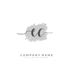 Handwritten initial letter E C EC for identity and logo. Vector logo template with handwriting and signature style.