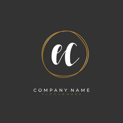 Handwritten initial letter E C EC for identity and logo. Vector logo template with handwriting and signature style.