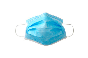 Blue face mask protection against pollution flu and coronavirus on blue background. Health care concept.on white background.