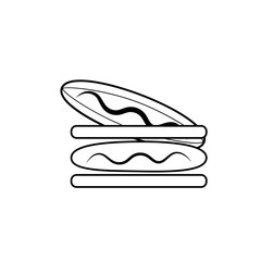 Sign fastfood. Silhouette bun on white background.. Sign meal on white background. Label food. Symbol fast food for poster banner. Vector illustration.