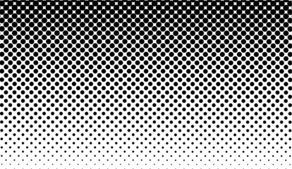 Dotted gradient vector illustration, white and black halftone background, horizontal seamless dotted lines, monochrome dots texture backdrop, retro effect