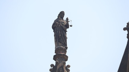 Mumbai, Maharastra/India- March 26 2020: Statue of the Lady of Justice situated at the court.