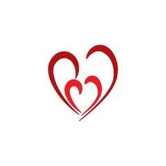 Hearts two color sign on white background. Romantic symbol love, passion and wedding. Template for t shirt, apparel, card, poster. Design element of valentine day. Vector illustration.