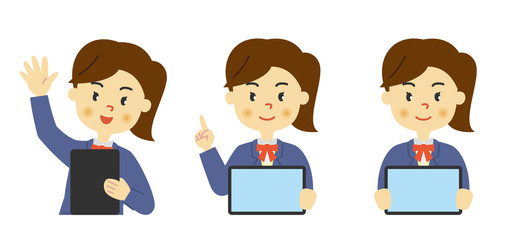 タブレットを持つ女子学生