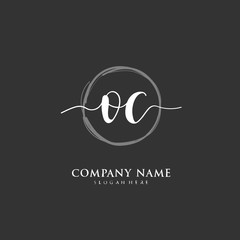 Handwritten initial letter O C OC for identity and logo. Vector logo template with handwriting and signature style.