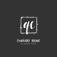 Handwritten initial letter Q C QC for identity and logo. Vector logo template with handwriting and signature style.