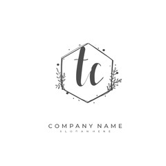 Handwritten initial letter T C TC for identity and logo. Vector logo template with handwriting and signature style.