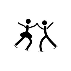 Fototapeta na wymiar Sports. Figureskating. Two silhouette skateon white background. Logo sports dance on ice. Monochrome template for poster, logo. Design element. Vector illustration.