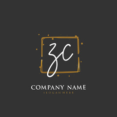  Handwritten initial letter Z C ZC for identity and logo. Vector logo template with handwriting and signature style.