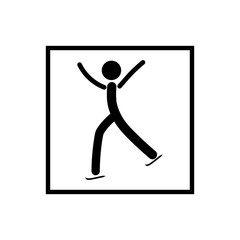 Sports. Single figure skating men. The male silhouette skate. Logo professional sports dance on ice. Monochrome template for poster, logo. Design element. Vector illustration.