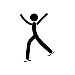 Fototapeta na wymiar Sports. Single figure skating men. The male silhouette skate. Logo professional sports dance on ice. Monochrome template for poster, logo. Design element. Vector illustration.