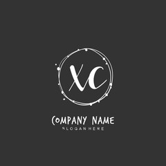  Handwritten initial letter X C XC for identity and logo. Vector logo template with handwriting and signature style.