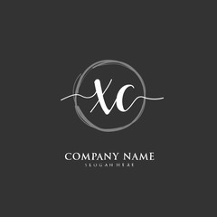  Handwritten initial letter X C XC for identity and logo. Vector logo template with handwriting and signature style.