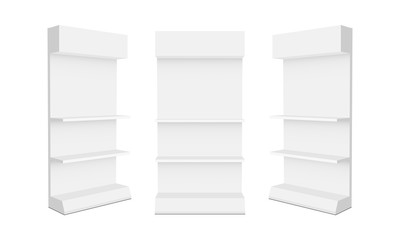 Set of retail display racks isolated on white background. Vector illustration